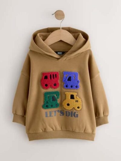Rust Brown Long Sleeve Printed Hoodie