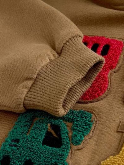 Rust Brown Long Sleeve Printed Hoodie