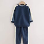 Blue Colourblock Single Sweatshirt and Joggers Set