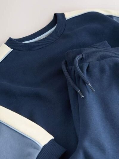 Blue Colourblock Single Sweatshirt and Joggers Set