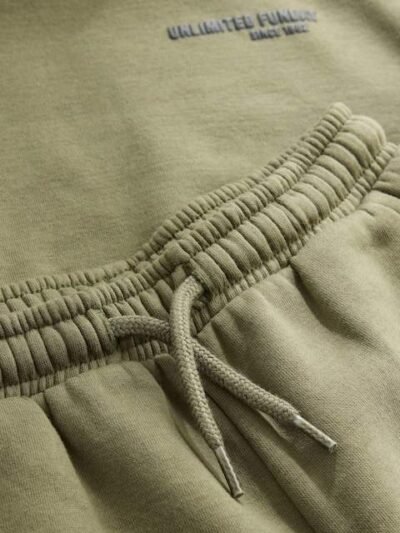 Khaki Green Slogan Hoodie and Joggers Set