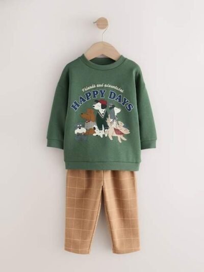 Green/ Brown Dog Single Sweatshirt and Joggers Set