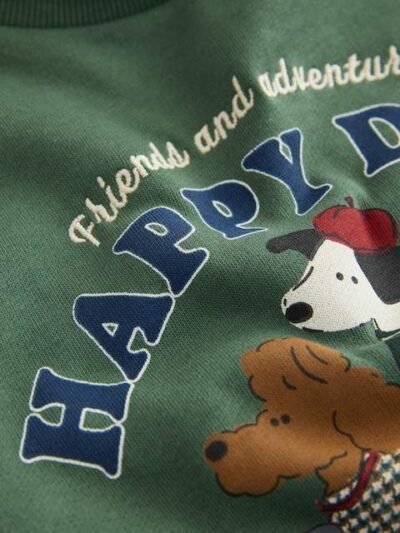 Green/ Brown Dog Single Sweatshirt and Joggers Set