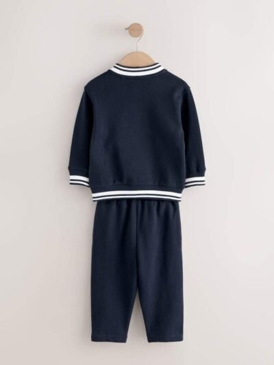 Navy Blue Jersey Letterman Jacket and Trousers Set