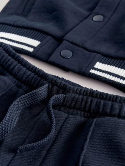 Navy Blue Jersey Letterman Jacket and Trousers Set