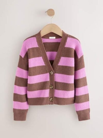 Brown/Purple Stripe Boxy Cardigan
