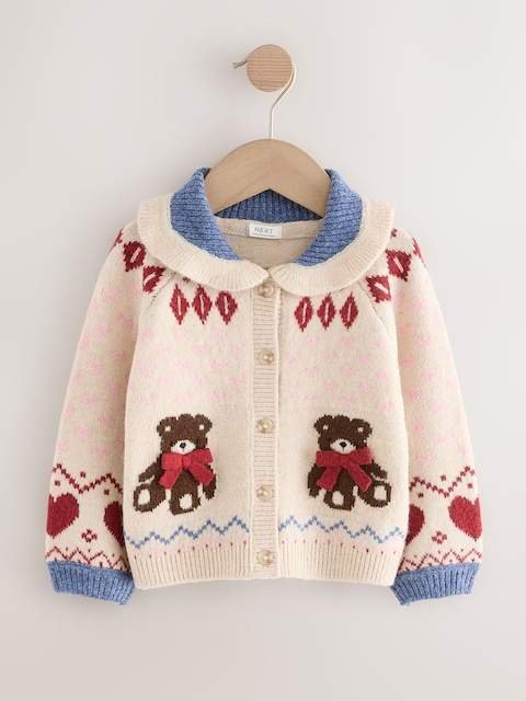 Ecru Teddy Bear Collar Cardigan