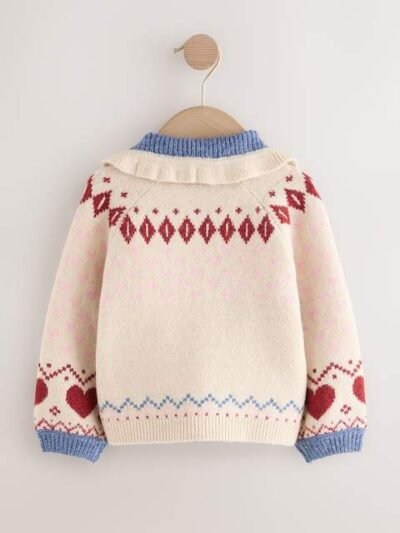 Ecru Teddy Bear Collar Cardigan