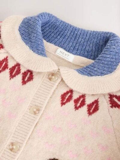 Ecru Teddy Bear Collar Cardigan
