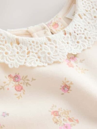 Light Pink Ditsy Floral Collar Sweatshirt and Leggings Set
