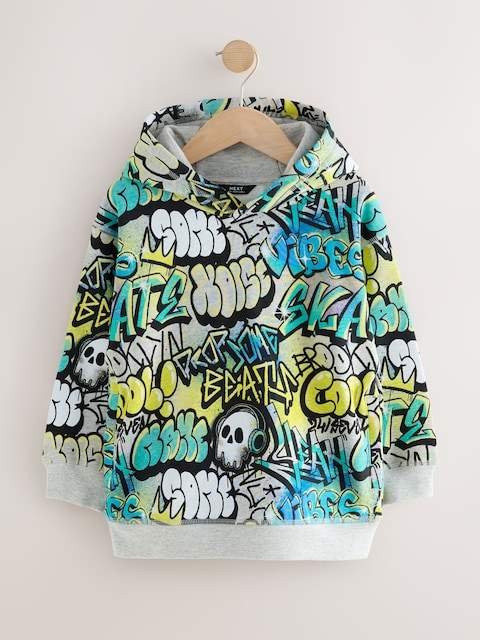 Blue Graffiti Older Boys Graphic Print Hoodie