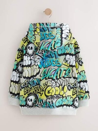 Blue Graffiti Older Boys Graphic Print Hoodie