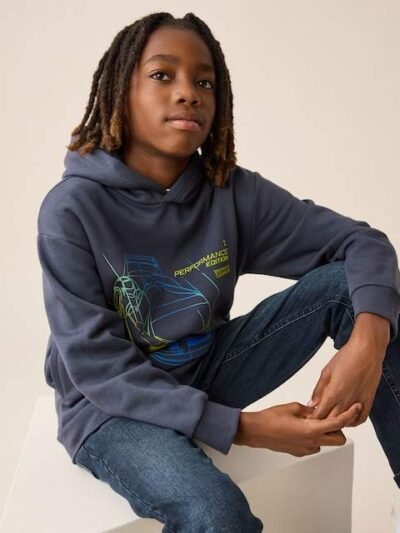 Navy Neon Car Older Boys Graphic Print Hoodie
