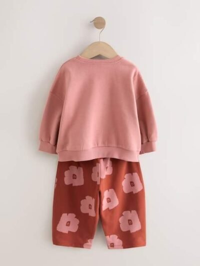 Pink/Brown Tomato Sweatshirt and Barrel Leg Joggers Set
