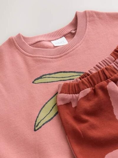 Pink/Brown Tomato Sweatshirt and Barrel Leg Joggers Set