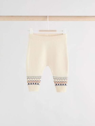 Cream Fairisle Baby Knitted Top and Leggings Set