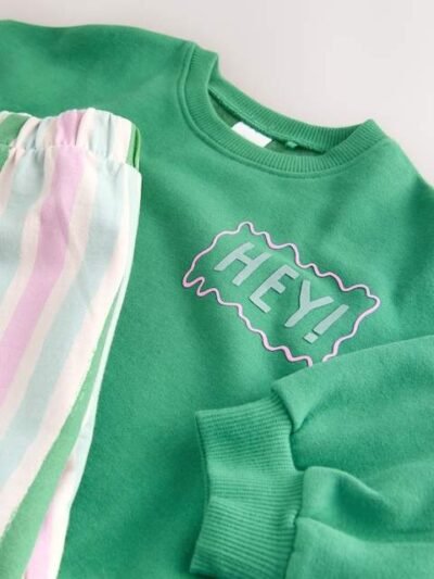 Green Hey Hi Sweatshirt & Wide Leg Trousers Set