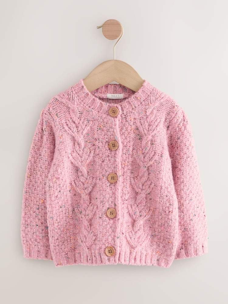 Pink Pink Chunky Knit Bobble Cardigan