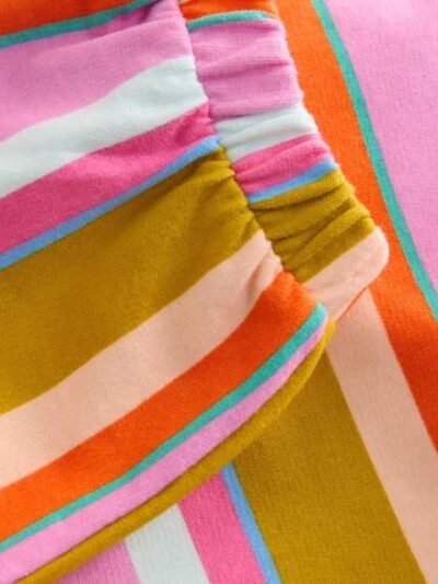 Cream Stripe Padded Characters Sweatshirt and Barrel Leg Joggers Set