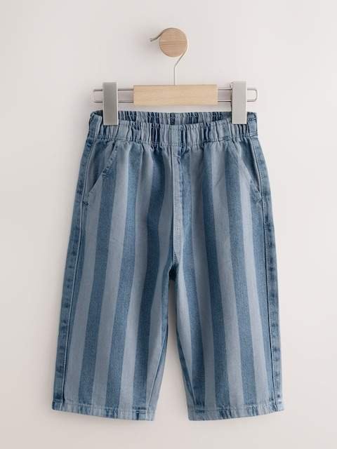 Dark Blue Stripe Pull On Wide Trousers