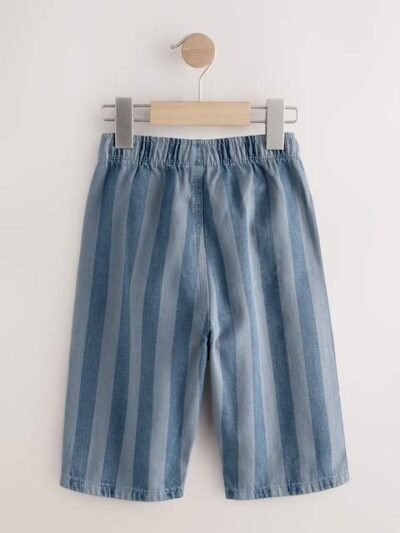 Dark Blue Stripe Pull On Wide Trousers