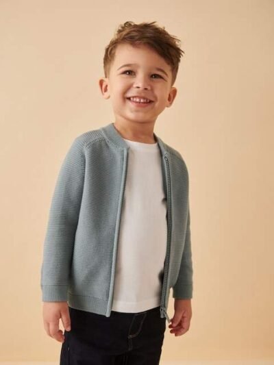 Blue Zip Through Cardigan