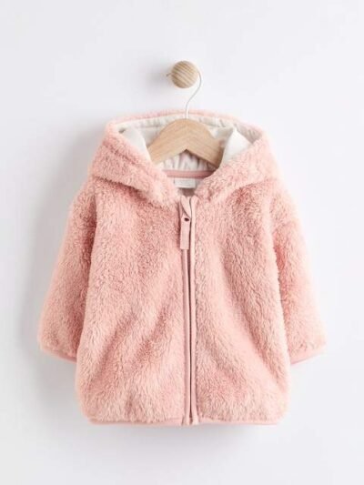 Pink Fleece Baby Hooded Jacket