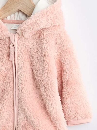 Pink Fleece Baby Hooded Jacket