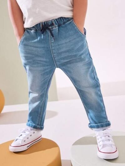 Mid Wash Denim Super Soft Pull-On Jeans With Stretch
