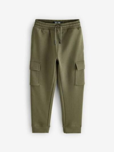 Khaki Green Slim Fit Cargo Rich Joggers