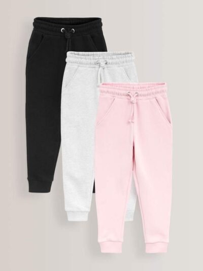 Pink/Grey/Black 3 Pack Soft Jersey Regular Fit Joggers