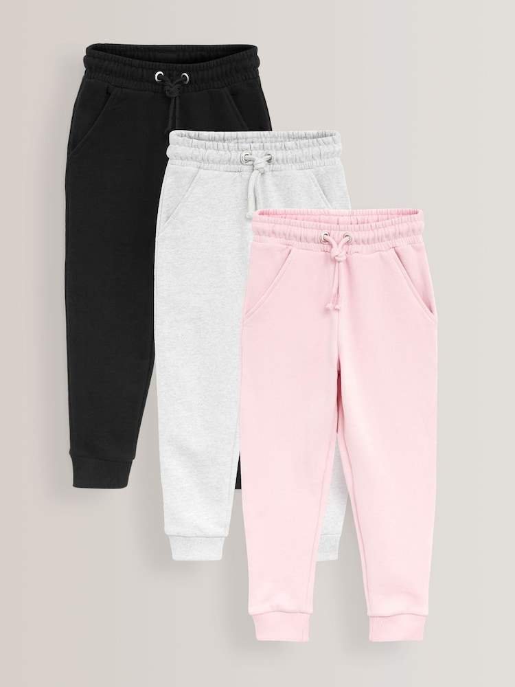 Pink/Grey/Black 3 Pack Soft Jersey Regular Fit Joggers