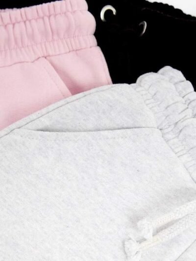 Pink/Grey/Black 3 Pack Soft Jersey Regular Fit Joggers