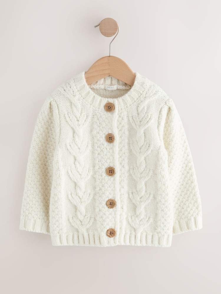 Cream Ecru Chunky Knit Bobble Cardigan
