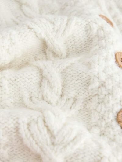Cream Ecru Chunky Knit Bobble Cardigan
