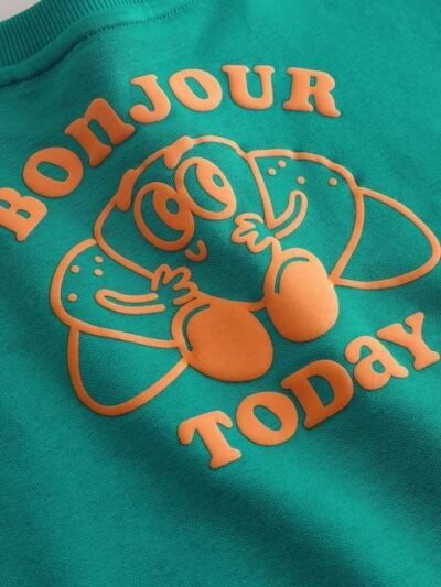 Green Croissant Single Sweatshirt And Stripe Joggers Set