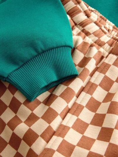 Green Croissant Single Sweatshirt And Stripe Joggers Set