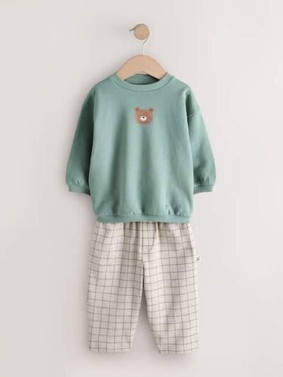 Blue Bear Single Sweatshirt And Stripe Joggers Set