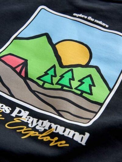 Black Scene Back Printed Crew Neck Jersey Sweatshirt