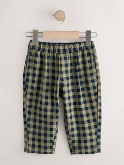 Navy Gingham Barrel Pull On Trousers