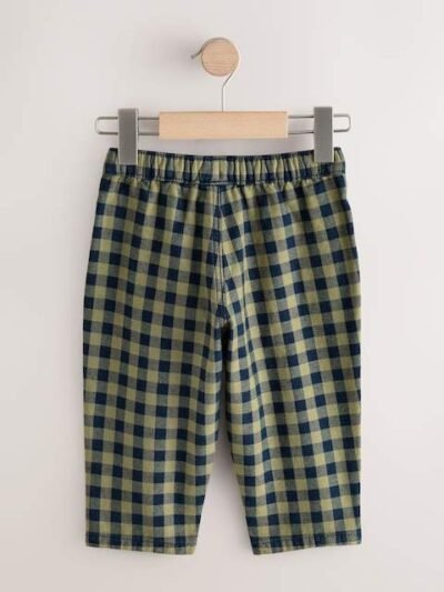 Navy Gingham Barrel Pull On Trousers