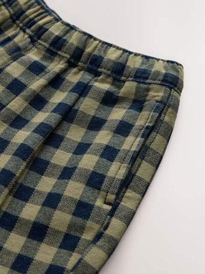Navy Gingham Barrel Pull On Trousers
