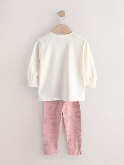 Ecru Pink Peppa Pig and Evie Long Sleeve T-Shirt and Leggings Set