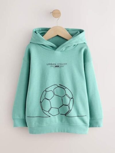 Mint Green Football Older Boys Graphic Print Hoodie