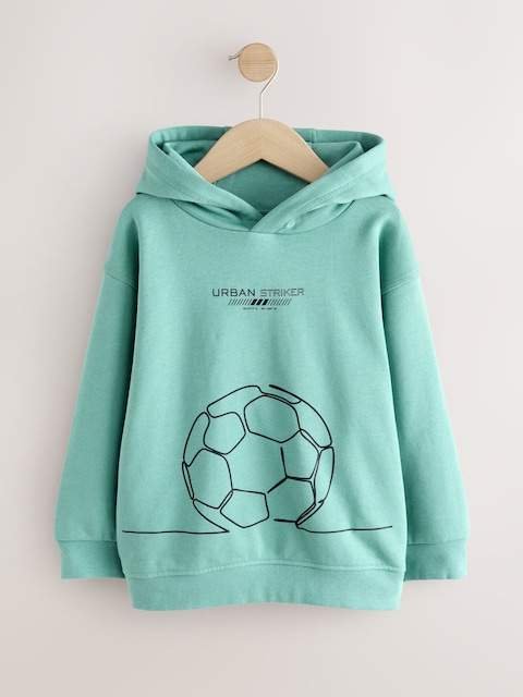 Mint Green Football Older Boys Graphic Print Hoodie