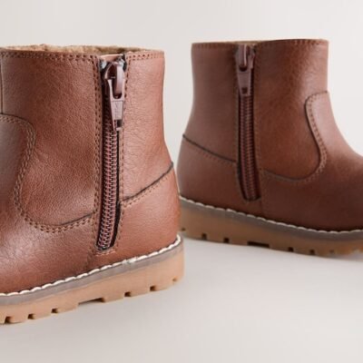 Tan Brown Standard Fit (F) Chelsea Zip Tassel Ankle Boots