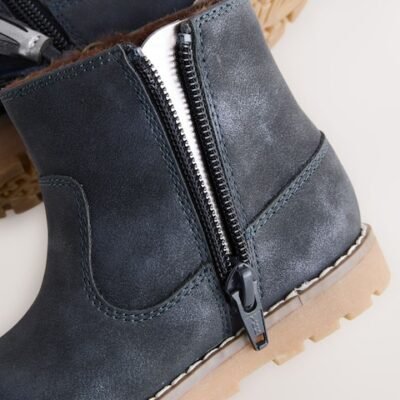Navy Standard Fit (F) Chelsea Zip Tassel Ankle Boots
