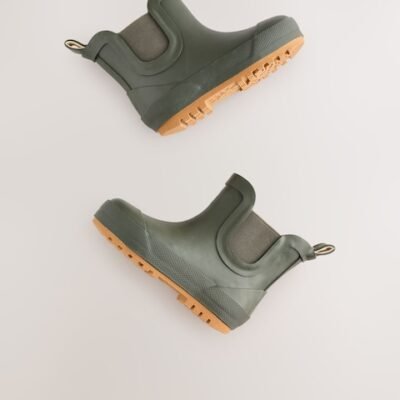 Khaki Green Warm Lined Ankle Wellies