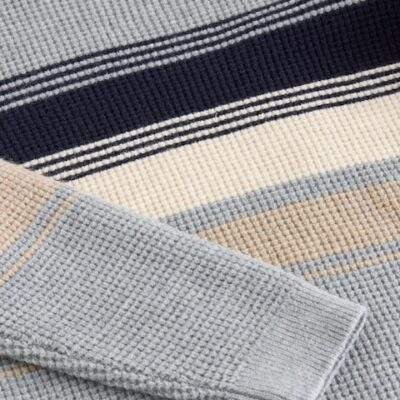 Grey Colourblock Stripe Crew Neck Knitted Jumper