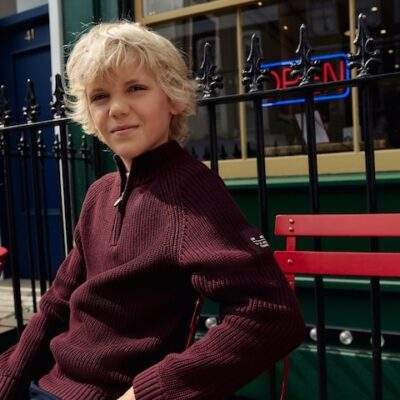 Plum Purple Utility Zip Neck Knitted Jumper